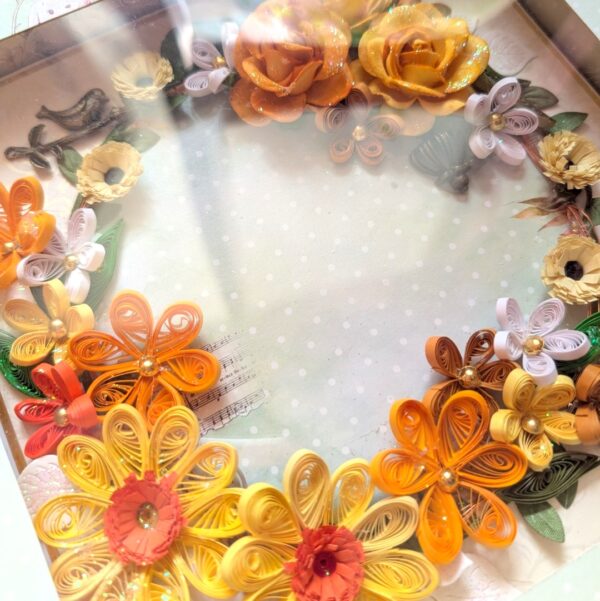 PXL_20251115_071707542 Yellows Quilled Greeting card with Light and Box