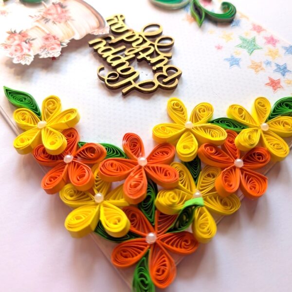 Yellow Orange Quilled Birthday Greeting Card image