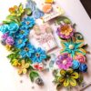 PXL_20260216_101226815 A4 Sparkling Quilled Flowers Birthday Greeting card