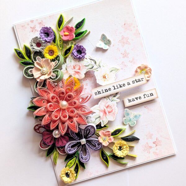 PXL_20260502_094026275 Sparkling Pinks Quilled Flowers Card