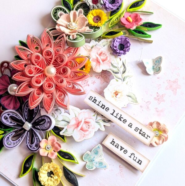 PXL_20260502_094037445 Sparkling Pinks Quilled Flowers Card