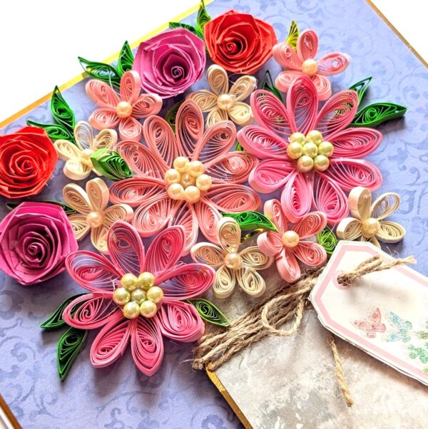 PXL_20260502_094111780 Pink Bouquet Quilled flowers greeting card