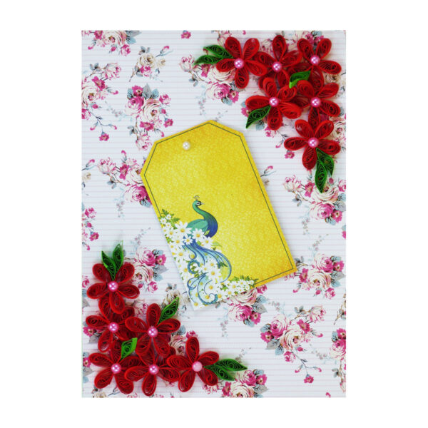 Red Quilled Flowers Corner Greeting Card image Red Quilled Flowers Corner Greeting Card image