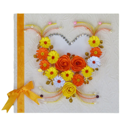 Yellow Themed Quilled Flowers in Heart Greeting Card image