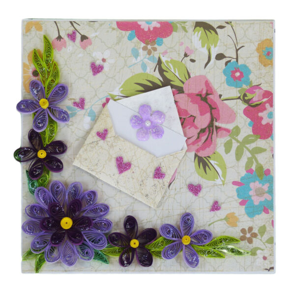 Purple Quilled Flowers Greeting Card image Purple Quilled Flowers Greeting Card image