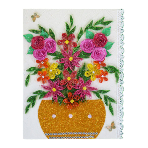 Sparkling Basket Full Quilled Flowers Greeting Card image Sparkling Basket Full Quilled Flowers Greeting Card image