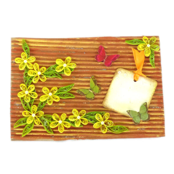 Quilled Flowers on Funky Golden Base Greeting Card image Quilled Flowers on Funky Golden Base Greeting Card image