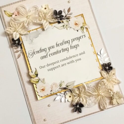 Quilled White Flowers Demise card