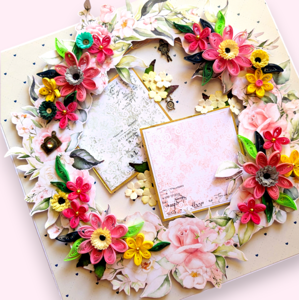 Quilled Floral Garland Big card with Lights