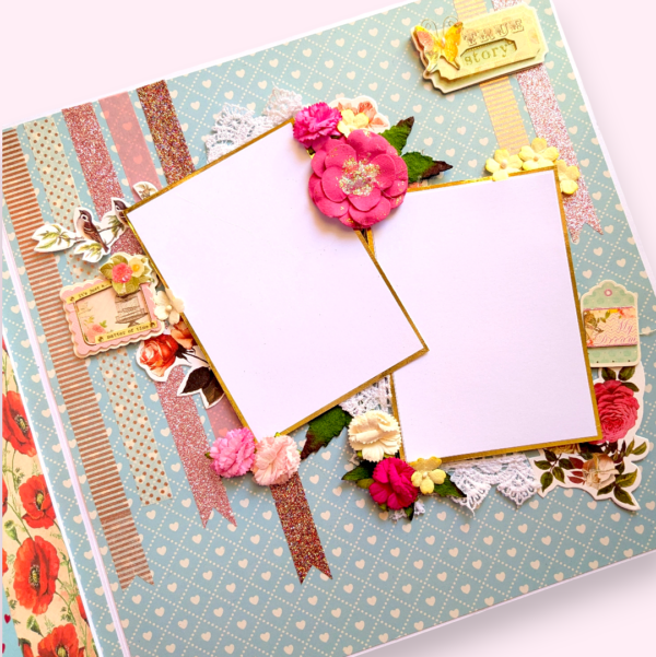 Quilled Floral Garland Big card with Lights