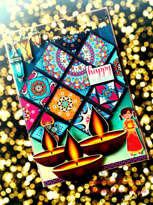 Sparkling Handmade Diwali Greeting Card D2 image Sparkling Handmade Diwali Greeting Card D2 image
