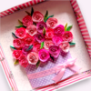 Quilled greeting card in box - Pink Roses