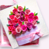 Quilled greeting card in box - Pink Roses