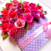 Quilled greeting card in box - Pink Roses
