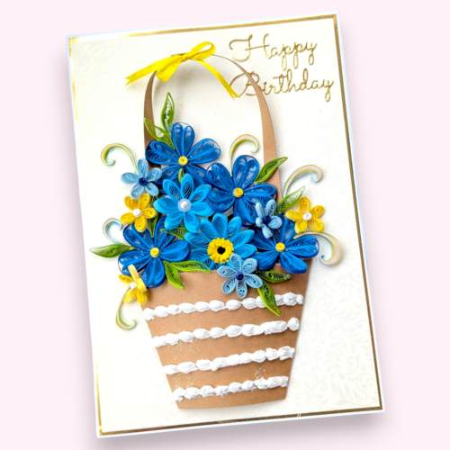 A4 size Blue Quilled Greeting Card