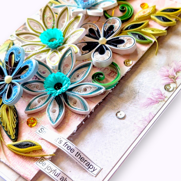 Floral Fusion quilled handmade greeting card