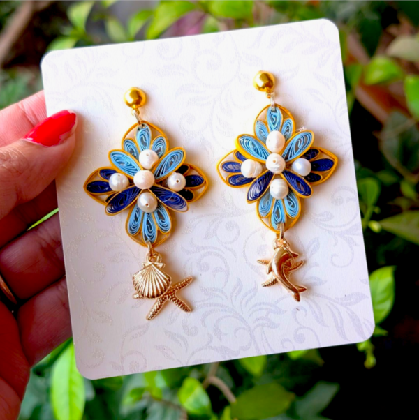quilled-card-Photoroom-22 Quilled Paper Dangle Earring - Blues