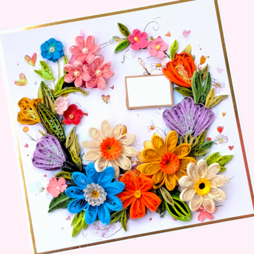 Floral Fusion quilled handmade greeting card