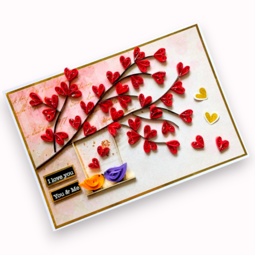 Quilled Red Hearts in Tree Anniversary Card image Quilled Red Hearts in Tree Anniversary Card image