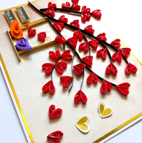 Quilled Red Hearts in Tree Anniversary Card image Quilled Red Hearts in Tree Anniversary Card image
