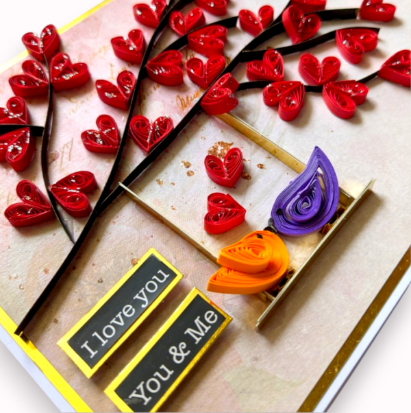 Quilled Red Hearts in Tree Anniversary Card image Quilled Red Hearts in Tree Anniversary Card image