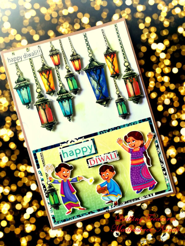 Sparkling Handmade Diwali Greeting Card D4 image Sparkling Handmade Diwali Greeting Card D4 image
