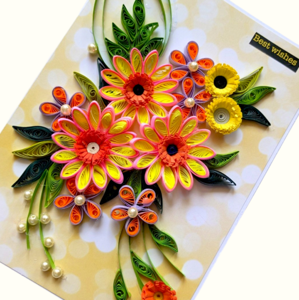 Beautiful Yellow And Pink Flowers Greeting Card
