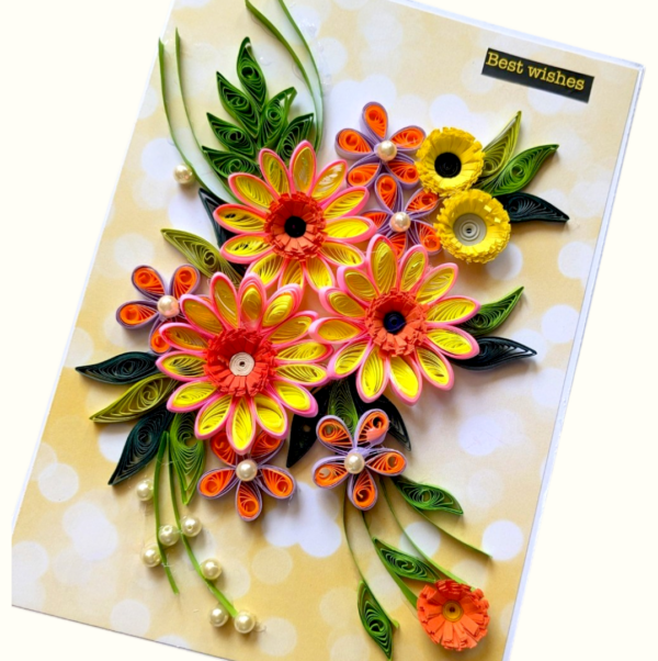 Beautiful Yellow And Pink Flowers Greeting Card