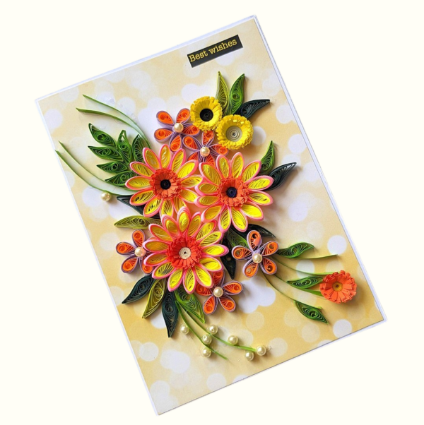 Beautiful Yellow And Pink Flowers Greeting Card
