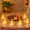 1000169631 Golden Diya LED Tealight Candles – Elegant Flameless Decor (6 Pc Set)