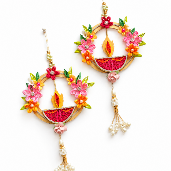 Colorful Quilled Hanging Ornaments Diwali Quilled Wall hangings Set of 2 in Gift box