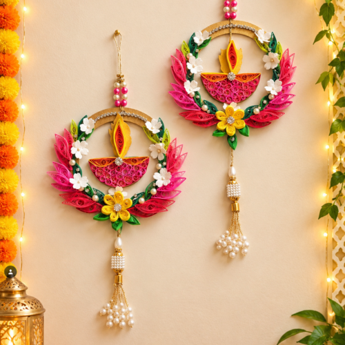Diwali Quilled Wall hangings Set of 2 in Gift box