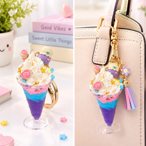 Candy Cloud Ice Cream Charm Keychain