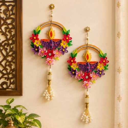 Diwali Quilled Wall hangings Set of 2 in Gift box